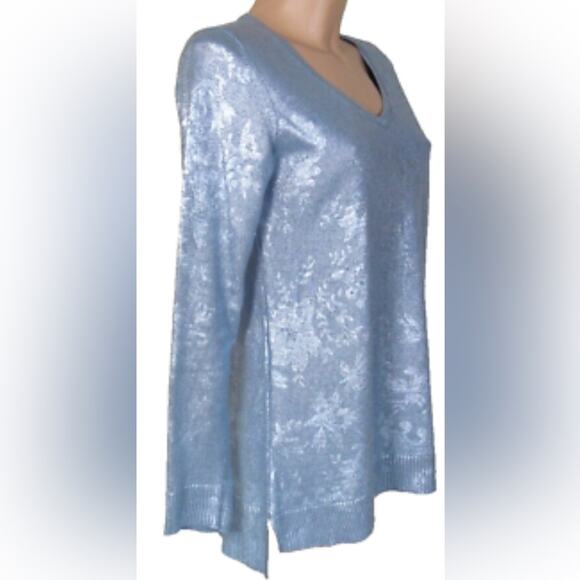 CHICO’S PRINTER‎ FOIL PIPER PULLOVER SWEATER SIZE 1 - Picture 1 of 9